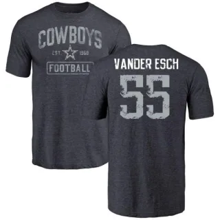 Leighton Vander Esch Dallas Cowboys Distressed Name & Number Tri-Blend T-Shirt - Navy