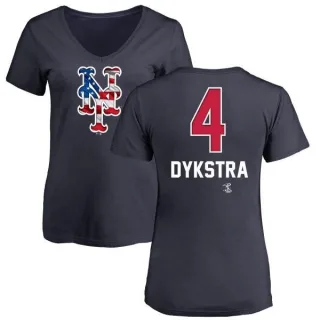 Lenny Dykstra Women's New York Mets Name and Number Banner Wave V-Neck T-Shirt - Navy