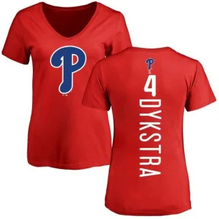 Lenny Dykstra Women's Philadelphia Phillies Backer Slim Fit T-Shirt - Red