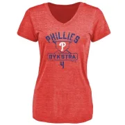 Lenny Dykstra Women's Philadelphia Phillies Base Runner Tri-Blend T-Shirt - Red