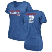 Leo Durocher Women's New York Giants Retro Tri-Blend V-Neck T-Shirt - Royal