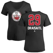 Leon Draisaitl Women's Edmonton Oilers Name and Number Banner Wave V-Neck T-Shirt - Black