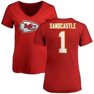 Leon Sandcastle Women's Kansas City Chiefs Name & Number Logo Slim Fit T-Shirt - Red