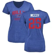 LeSean McCoy Women's Buffalo Bills Distressed Name & Number Tri-Blend T-Shirt - Royal