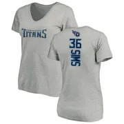 LeShaun Sims Women's Tennessee Titans Backer V-Neck T-Shirt - Ash