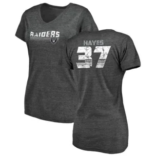 Lester Hayes Women's Oakland Raiders Retro Tri-Blend V-Neck T-Shirt - Black