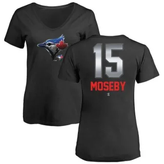 Lloyd Moseby Women's Toronto Blue Jays Midnight Mascot V-Neck T-Shirt - Black