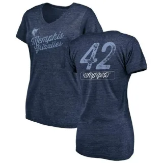 Lorenzen Wright Women's Memphis Grizzlies Navy Sideline Tri-Blend V-Neck T-Shirt