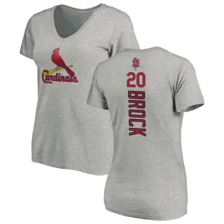 Lou Brock Women's St. Louis Cardinals Backer Slim Fit T-Shirt - Ash