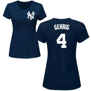 Lou Gehrig Women's New York Yankees Name & Number T-Shirt - Navy