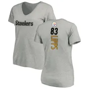 Louis Lipps Women's Pittsburgh Steelers Backer V-Neck T-Shirt - Ash