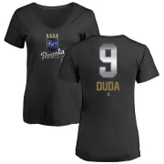 Lucas Duda Women's Kansas City Royals Midnight Mascot V-Neck T-Shirt - Black