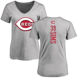 Lucas Sims Women's Cincinnati Reds Backer Slim Fit T-Shirt - Ash