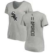 Luis Aparicio Women's Chicago White Sox Backer Slim Fit T-Shirt - Ash