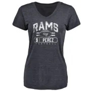 Luis Perez Women's Los Angeles Rams Flanker Tri-Blend T-Shirt - Navy