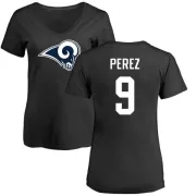 Luis Perez Women's Los Angeles Rams Name & Number Logo Slim Fit T-Shirt - Black