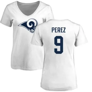 Luis Perez Women's Los Angeles Rams Name & Number Logo Slim Fit T-Shirt - White