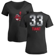 Luis Tiant Women's Cleveland Indians Midnight Mascot V-Neck T-Shirt - Black