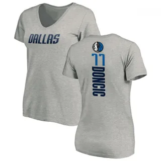 Luka Doncic Women's Dallas Mavericks Ash Backer T-Shirt