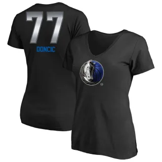 Luka Doncic Women's Dallas Mavericks Black Midnight Mascot T-Shirt