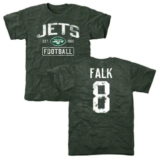 Luke Falk New York Jets Green Distressed Name & Number Tri-Blend T-Shirt