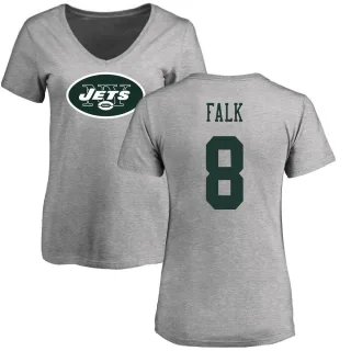 Luke Falk Women's New York Jets Name & Number Logo Slim Fit T-Shirt - Ash