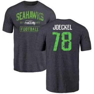 Luke Joeckel Seattle Seahawks Navy Distressed Name & Number Tri-Blend T-Shirt