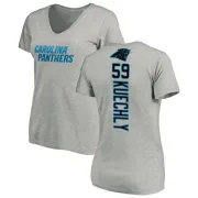 Luke Kuechly Women's Carolina Panthers Backer V-Neck T-Shirt - Ash