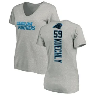Luke Kuechly Women's Carolina Panthers Backer V-Neck T-Shirt - Ash