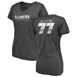 Lyle Alzado Women's Oakland Raiders Retro Tri-Blend V-Neck T-Shirt - Black