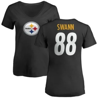 Lynn Swann Women's Pittsburgh Steelers Name & Number Logo Slim Fit T-Shirt - Black