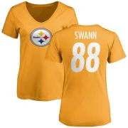 Lynn Swann Women's Pittsburgh Steelers Name & Number Logo Slim Fit T-Shirt - Gold