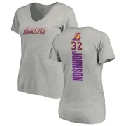 Magic Johnson Women's Los Angeles Lakers Ash Backer T-Shirt