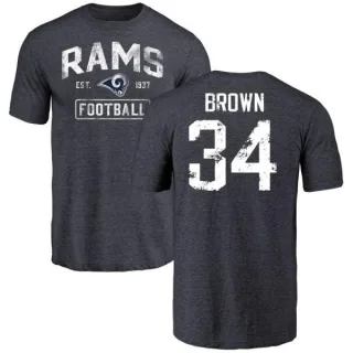 Malcolm Brown Los Angeles Rams Distressed Name & Number Tri-Blend T-Shirt - Navy