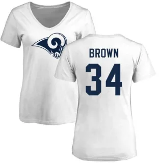 Malcolm Brown Women's Los Angeles Rams Name & Number Logo Slim Fit T-Shirt - White