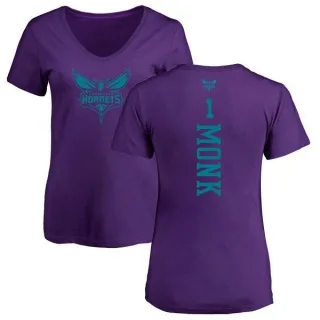 Malik Monk Women's Charlotte Hornets Purple One Color Backer Slim-Fit V-Neck T-Shirt