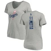 Manny Mota Women's Los Angeles Dodgers Backer Slim Fit T-Shirt - Ash