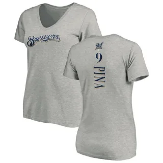 Manny Pina Women's Milwaukee Brewers Backer Slim Fit T-Shirt - Ash