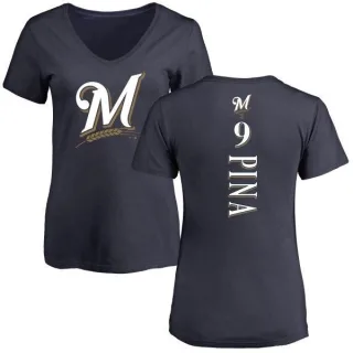 Manny Pina Women's Milwaukee Brewers Backer Slim Fit T-Shirt - Navy