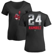 Manny Ramirez Women's Cleveland Indians Midnight Mascot V-Neck T-Shirt - Black