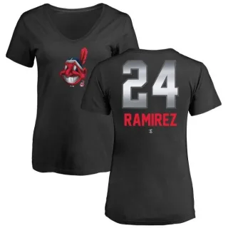 Manny Ramirez Women's Cleveland Indians Midnight Mascot V-Neck T-Shirt - Black