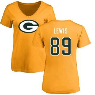 Marcedes Lewis Women's Green Bay Packers Name & Number Logo Slim Fit T-Shirt - Gold