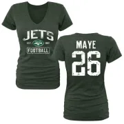 Marcus Maye Women's New York Jets Green Distressed Name & Number Tri-Blend V-Neck T-Shirt