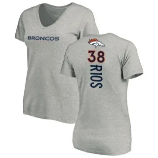 Marcus Rios Women's Denver Broncos Backer V-Neck T-Shirt - Ash