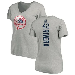 Mariano Rivera Women's New York Yankees Backer Slim Fit T-Shirt - Ash