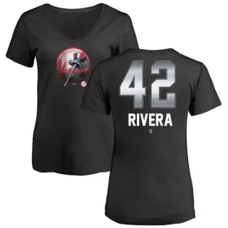 Mariano Rivera Women's New York Yankees Midnight Mascot V-Neck T-Shirt - Black