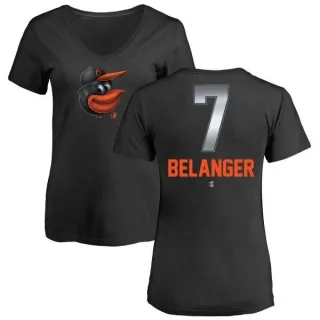 Mark Belanger Women's Baltimore Orioles Midnight Mascot V-Neck T-Shirt - Black