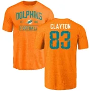 Mark Clayton Miami Dolphins Orange Distressed Name & Number Tri-Blend T-Shirt