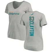 Mark Clayton Women's Miami Dolphins Backer V-Neck T-Shirt - Ash