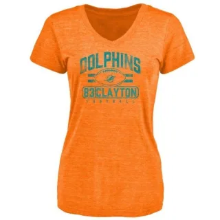 Mark Clayton Women's Miami Dolphins Flanker Tri-Blend T-Shirt - Orange